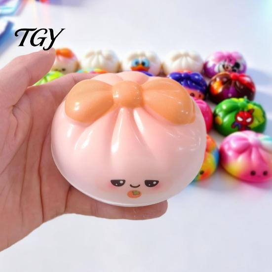 Cute Novelty Gifts for Birthday Colorful Bun Squeeze Toy, Soft Sensory Fidget TPR Balls Stress Relief Toy Adults Kids Anxiety Items