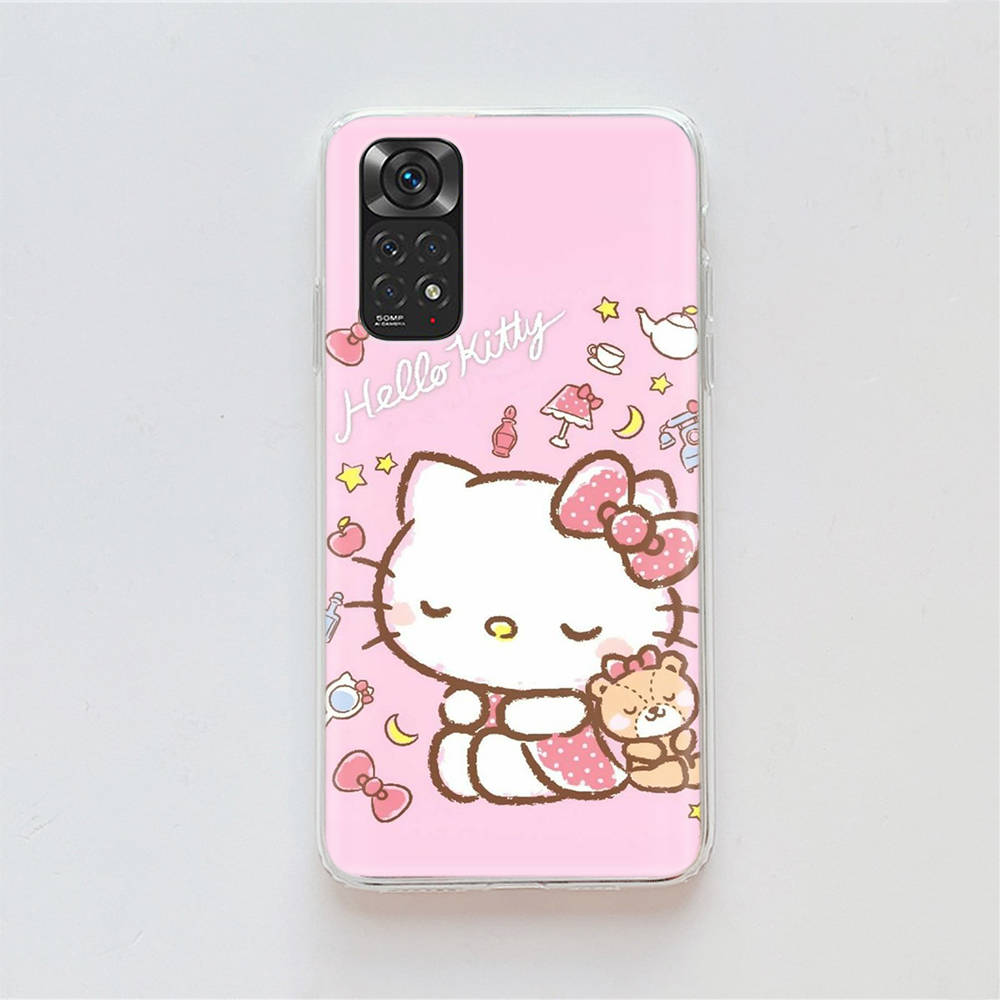 KT70 Hello Kitty Hülle für Samsung A04 A14 A23 A34 A54 M23 M33 M52 M53 Realme 10 9 C30S C35 C55 VIVO Y02S Y21 Y33S Y51 X80 Pro Klare Abdeckung