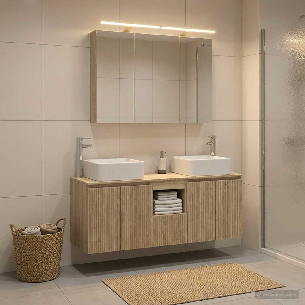 Bathroom Cabinet Set 4 pcs Sonoma Oak 100 x 14.5 x 70 cm