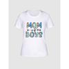 Europäische Größe Damen "MOM OF " Grafik-T-Shirt mit Leopardenmuster - Weiche Polyester-Spandex-Mischung, Lässiges Rundhals-Kurzarm-T-Shirt