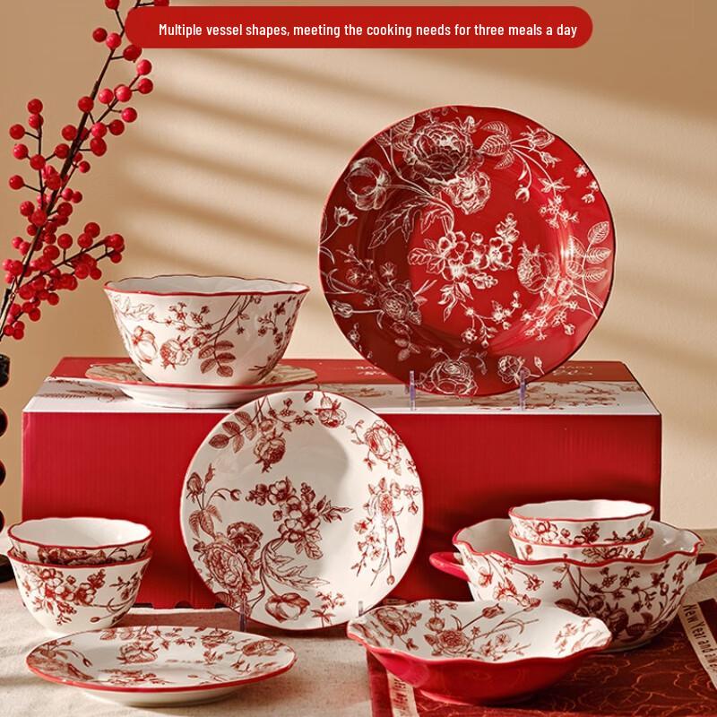 Set di Piatti in Ceramica Rose Holiday di Naijiang