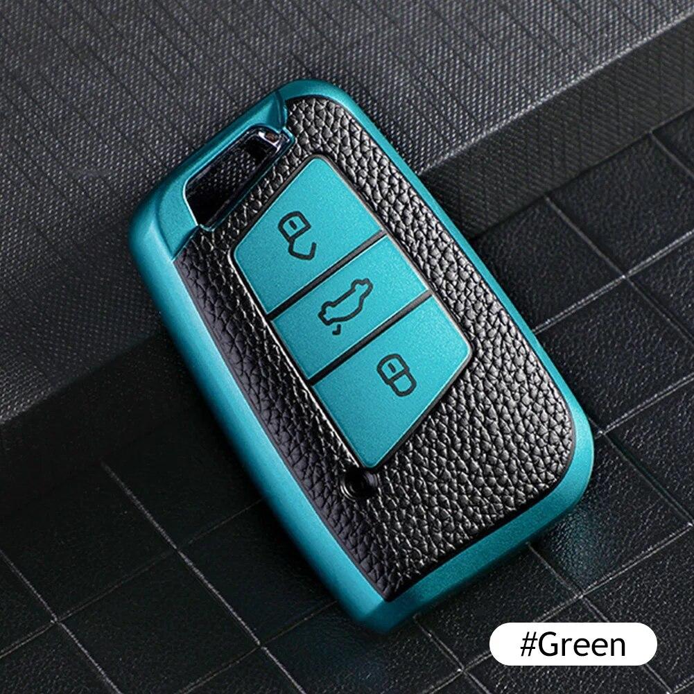 Leather Car Key Case Keys Full Cover Protection Shell Bag for VW Volkswagen Polo Tiguan Passat Golf Jetta Lavida Skoda Octavia