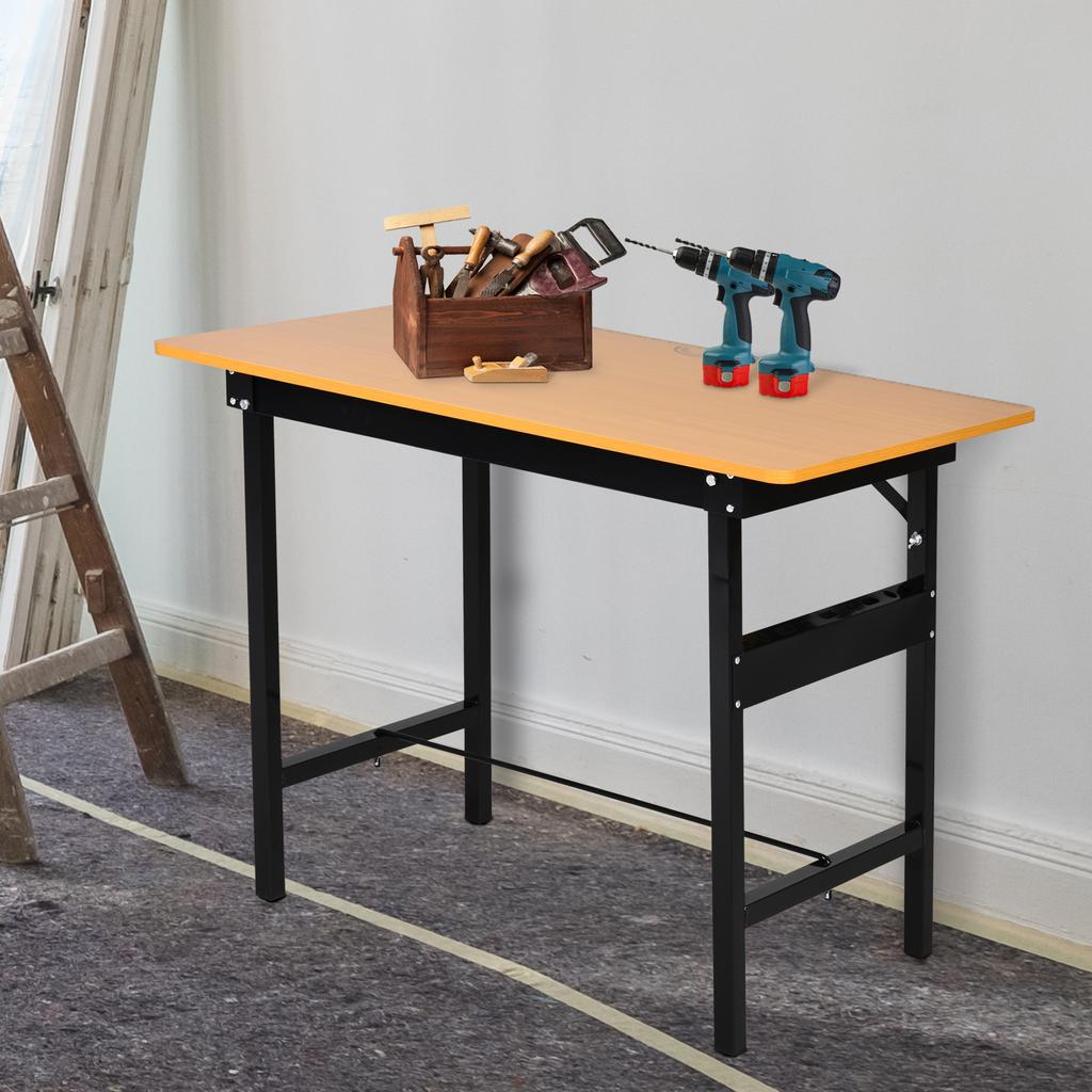 Banco da Lavoro Pieghevole per Garage da 100 cm, Tavolo da Artigianato Workstation in MDF, Struttura Robusta in Acciaio con Righello, Goniometro