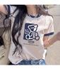 2025 New Loose Slimming Contrasting Short-Sleeved T-Shirt for Women's Summer Versatile and Beautiful Printed Top