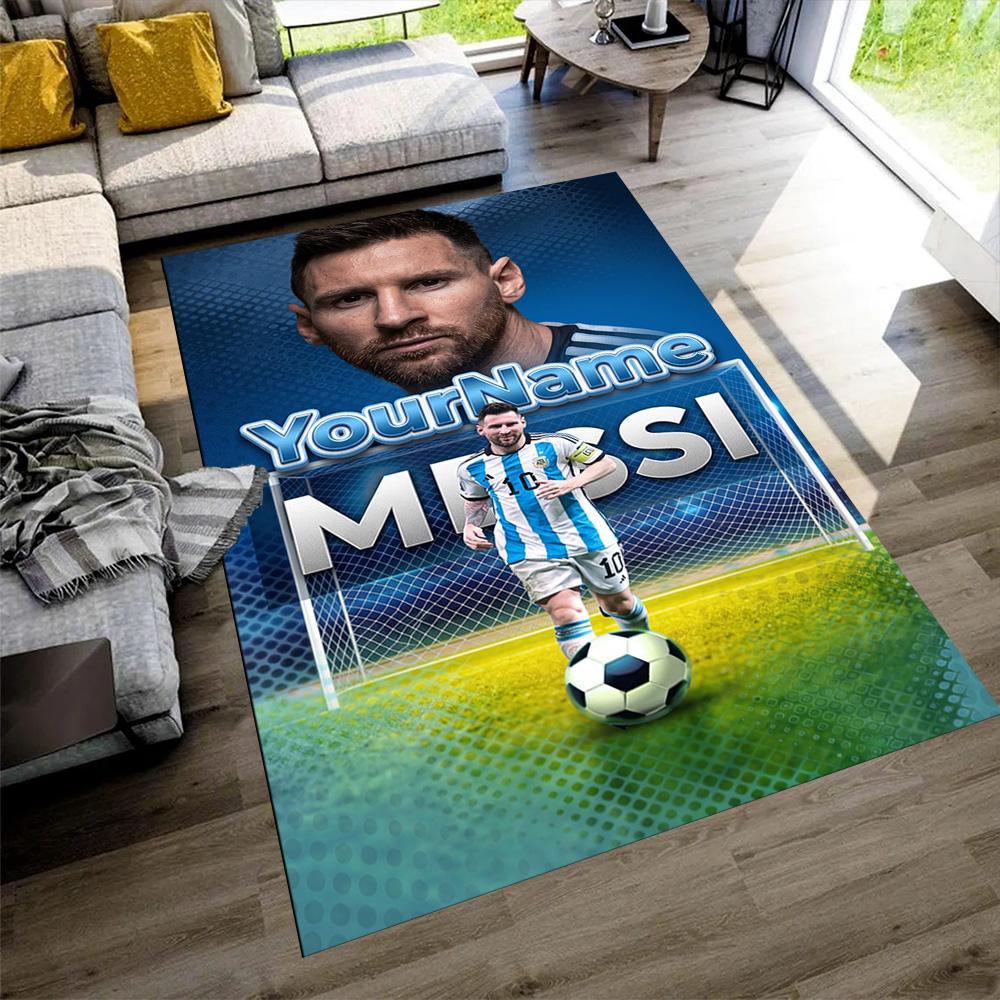 Messi Personalized Text Carpet Design for Foyer Bedrooms Entryway Playrooms Antislip Carpet Anime Office Decor Perfect Birthday/Christmas Gift Idea