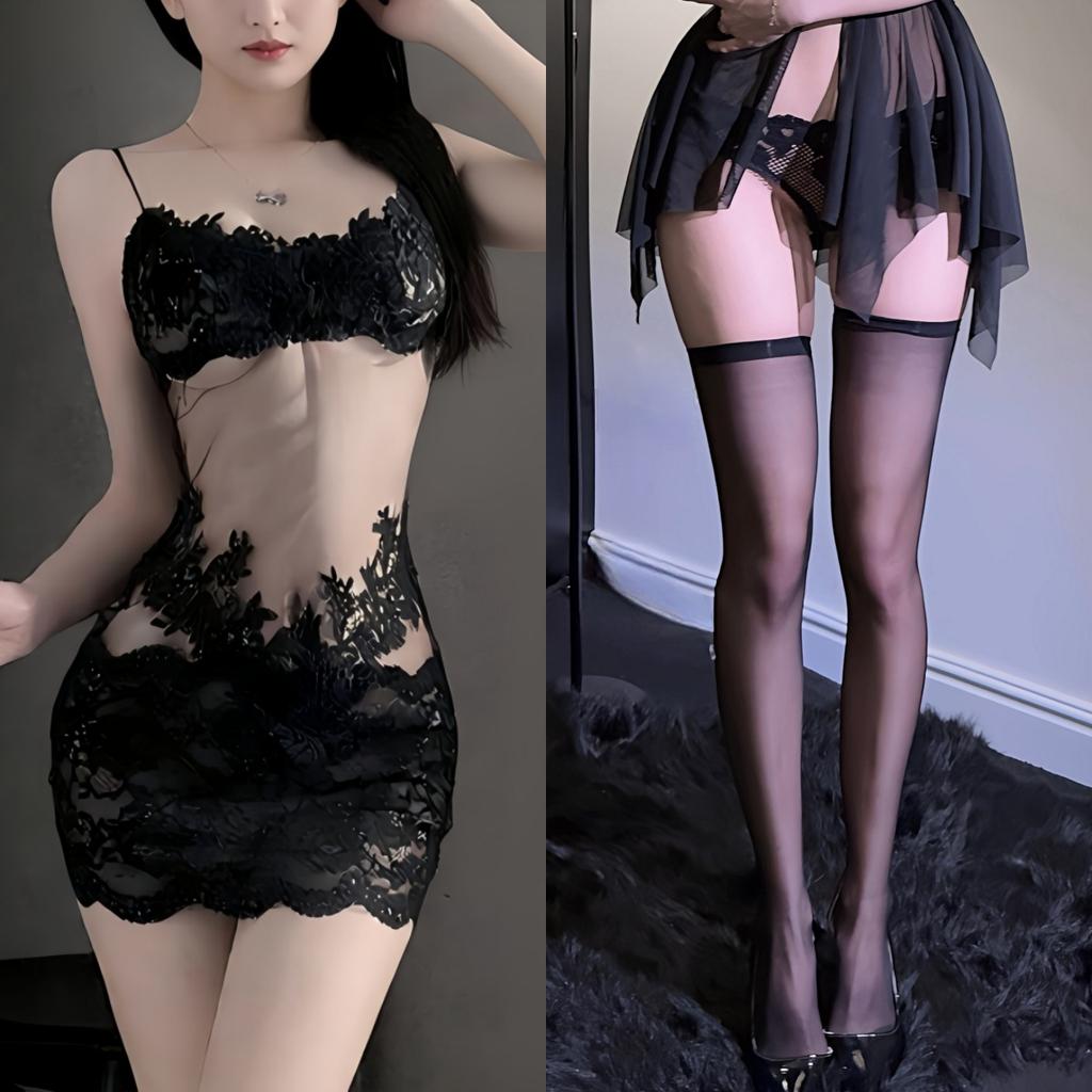 Sex underwear lace transparent sexy nightdress royal sister feeling mesh suspender pajamas women's pure desire wind embroidery summer