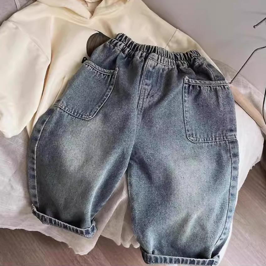 Baby Girls Boys Jeans Casual Comfortable Pants for Little Kids with Stylish Side Pockets Spring Autumn 0-6years