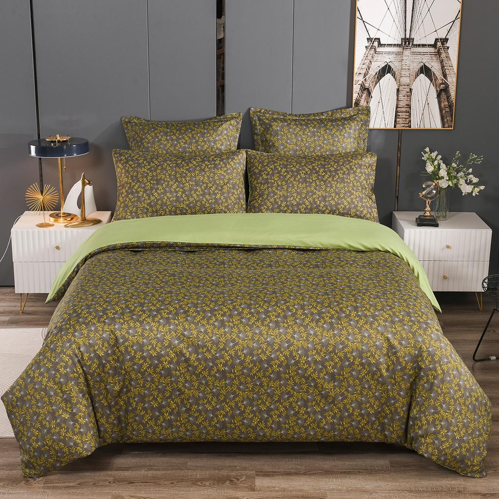 Comforter Botanical Floral 3Pcs Chrysanthemum Pattern Comforter Microfiber Farmhouse Flower Leaves Bedding Set Twin