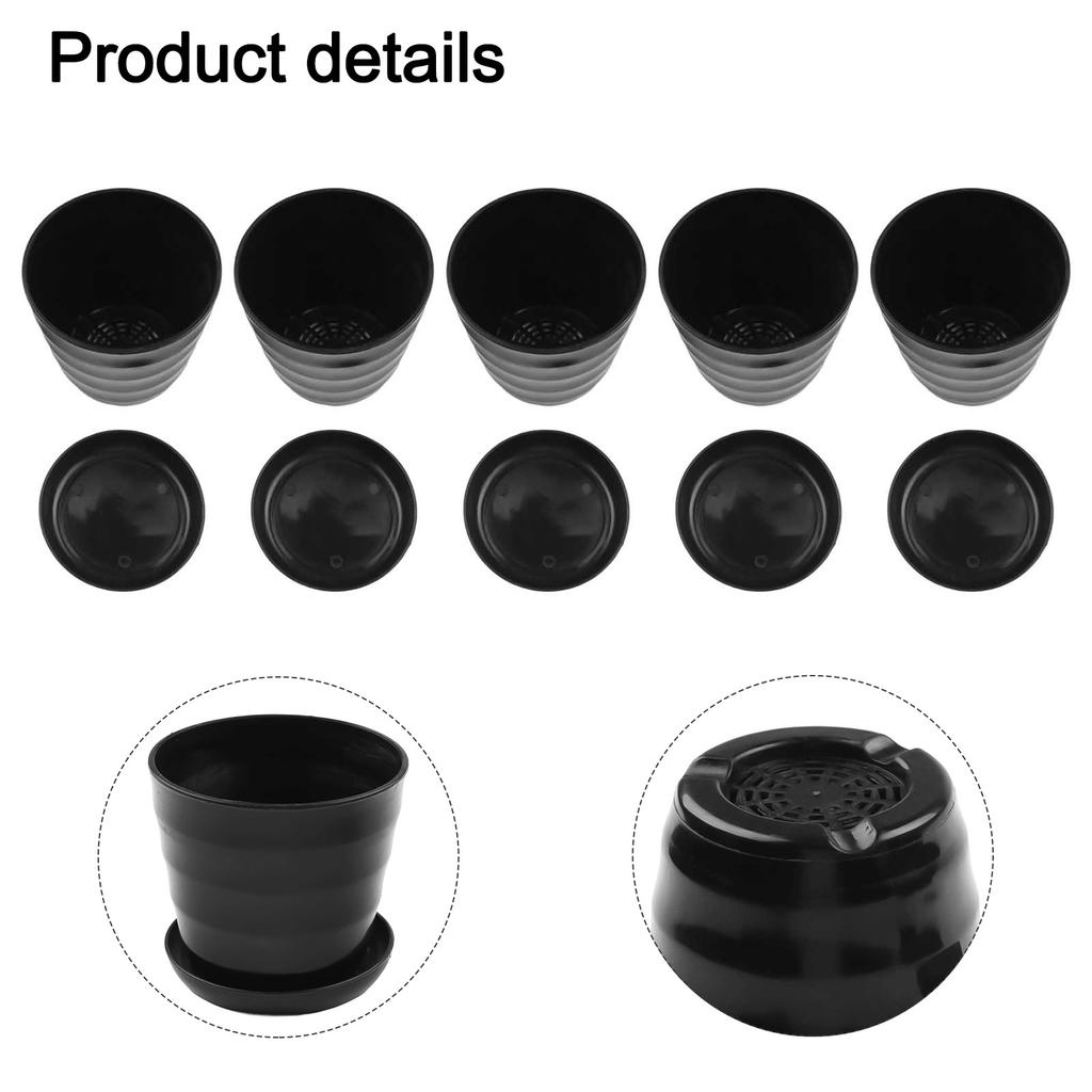 5pcs Colorful Flower Pots Small Round Pots Trays Succulents Herb Plant Flowerpot Office Garden Home Indoor Decor DIY Supply