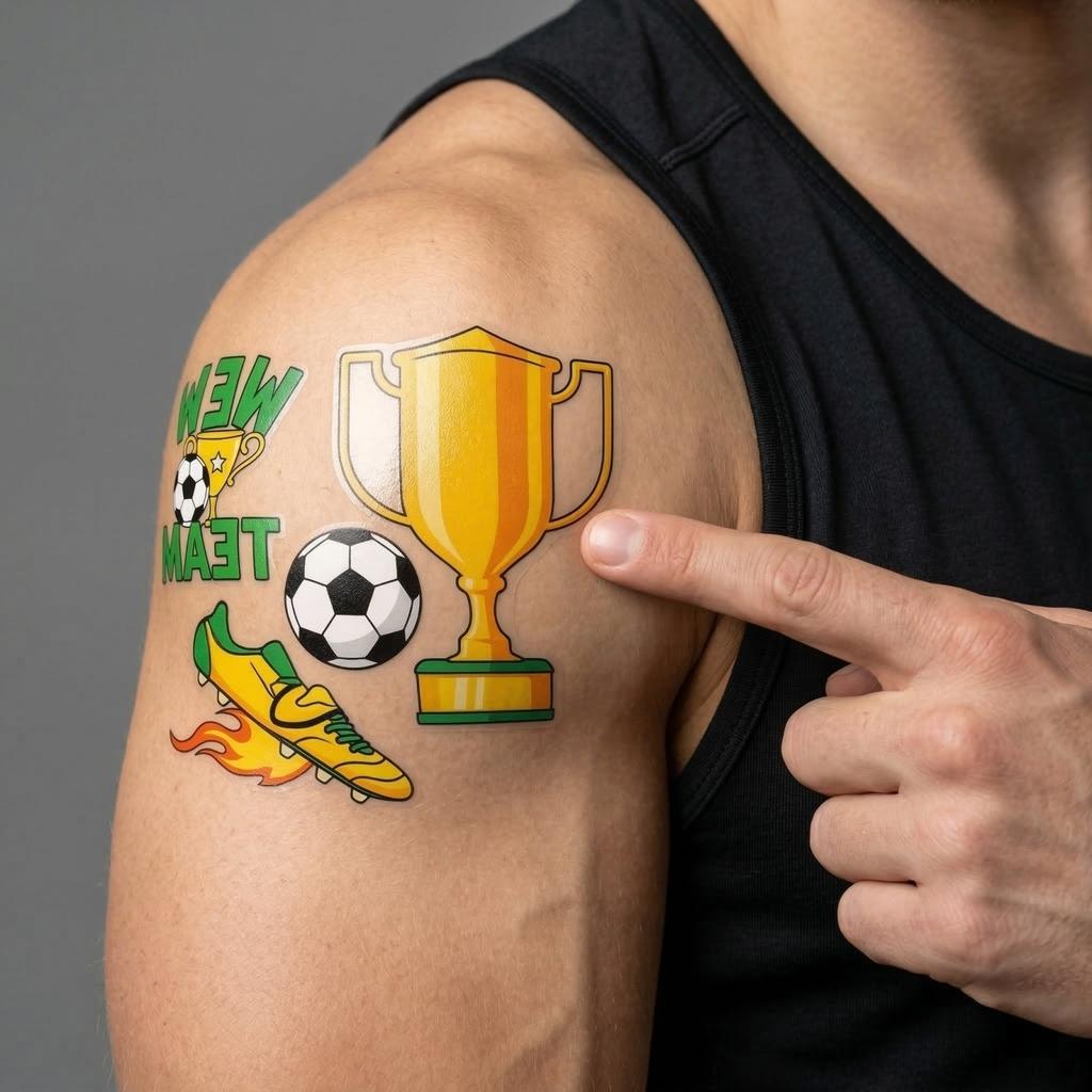 Temporary Tattoo Stickers Soccer Theme Assorted Designs for Kids and Adults Waterproof Sports Body Art Decoration