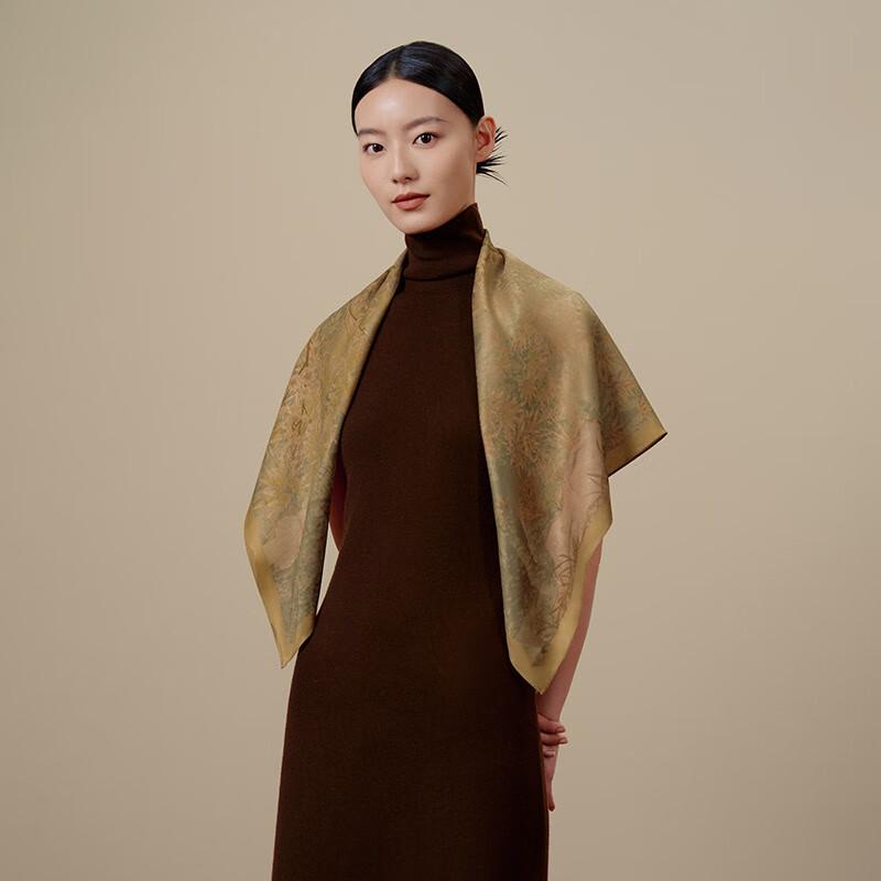 Wanshili Sparrow Branch Brocade Double-Sided Mulberry Silk Scarf