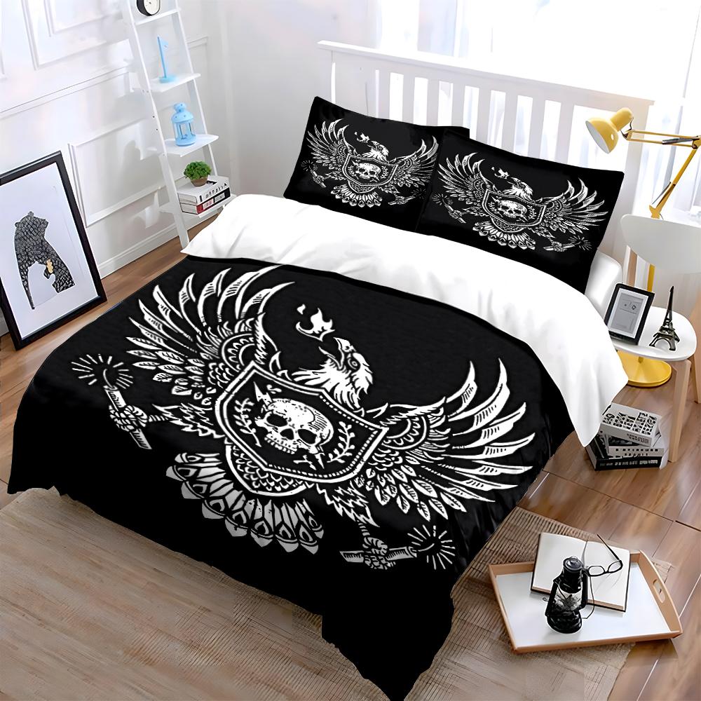 Gothic Eagle Skull Set Bedding set (1 duvet cover, 2 pillowcases, duvet not included)