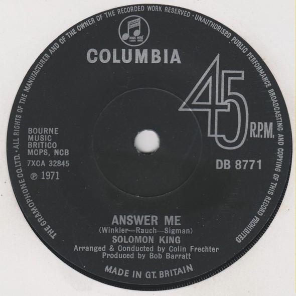 

7inch Record SOLOMON KING - Answer Me DB8771 Columbia 1971 UK Pop Used