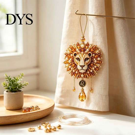 Creative Art Project for Students 12 Zodiac Beaded Ornament DIY Kit, Constellation Pendant Making Craft Set Unique Theme Keychain Bag Decor, Handmade