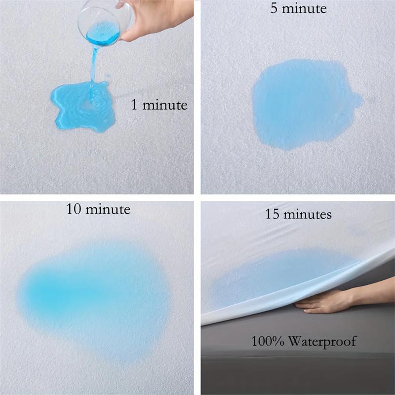 Waterproof White Mattress Pad Cover Terry Cloth Bed Fitted Sheet Elastic Belt Fix Mattress Topper Anti Water Sheet