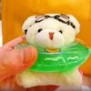 Stuffed Goggles Animal Pendant PVC Plush Bear Key Ring Creative Swimming Bear Keychain  Gift