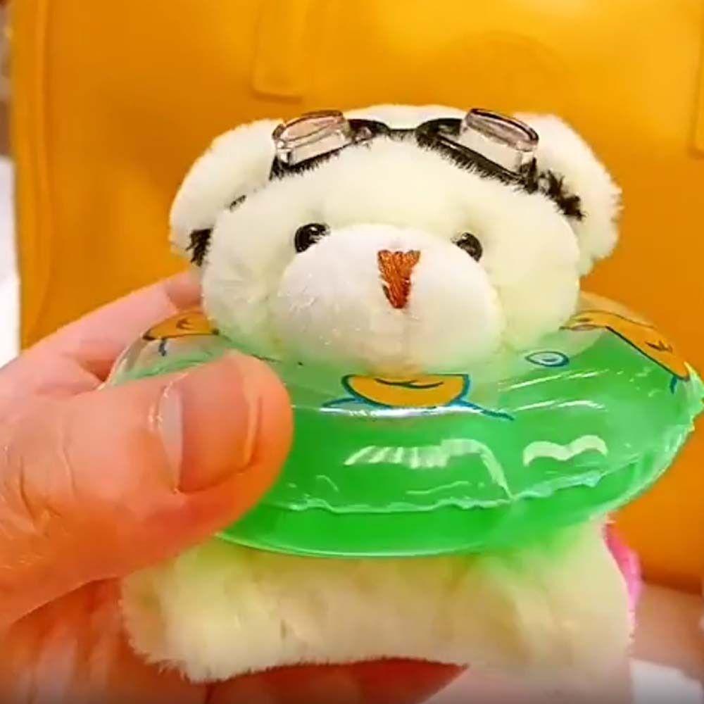 Stuffed Goggles Animal Pendant PVC Plush Bear Key Ring Creative Swimming Bear Keychain  Gift