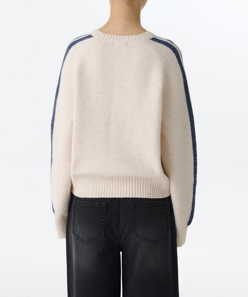 MUSINSA STANDARD WOMAN Women'S Crew Neck Track Knit [Ivory]