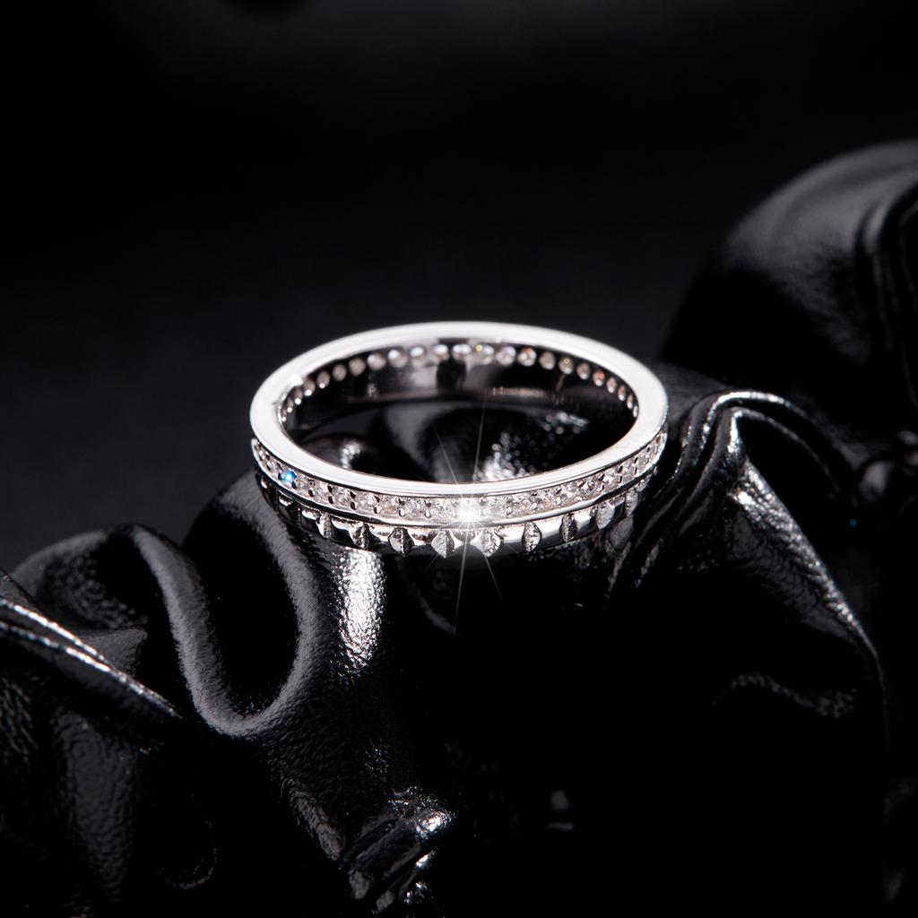 MODIAN 925 Silver Trendy Sparkling Clear CZ Lattice Eternity Band Rings For Women Wedding Fine Jewelry Gift