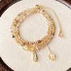 Natural crystal jewelry multi-layer, caramel yellow rabbit fur citrine, hair crystal three-circle bracelet, bracelet, bracelet, bracelet.