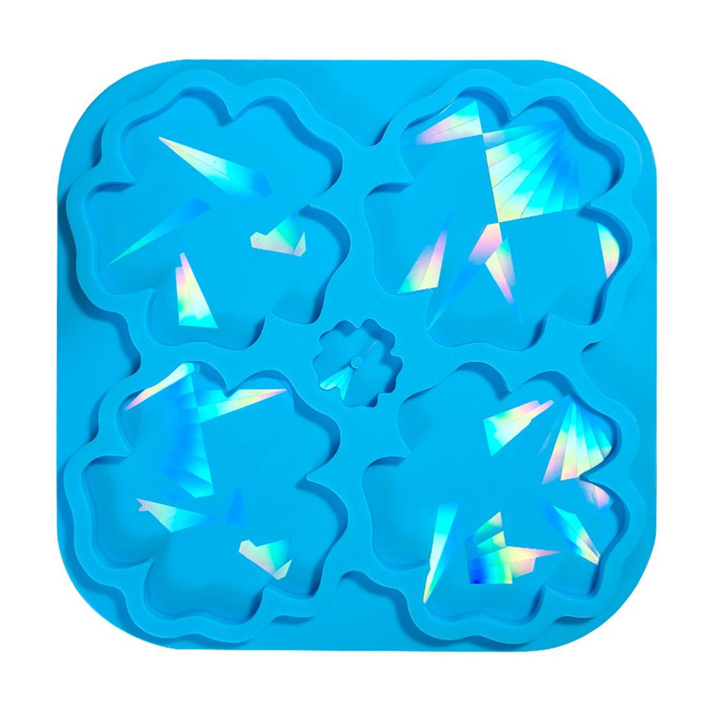 Holographical Silicone Coaster Mold for Home Decoration Rainbow Effect Flower Cup Mat Mould Gift for Crafting Lover