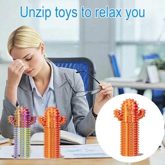 Stress Relief Spiky Cactus Fidget Toy Textured PLA Smiling Cactus Toy Portable Travel Cactus Pain Stimming Tool Sensory Toy