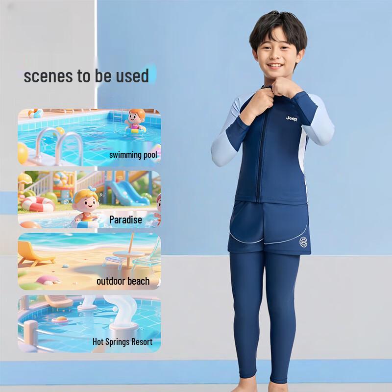 Jeep Boys' Long-Sleeve Two-Piece Rash Guard Swimsuit
