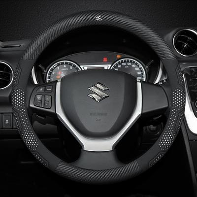 For Suzuki S-Cross Swift SX4 Vitara Jimny Grand-Vitara Baleno Car Suede Carbon Fiber Leather Steering Wheel Cover Accessories