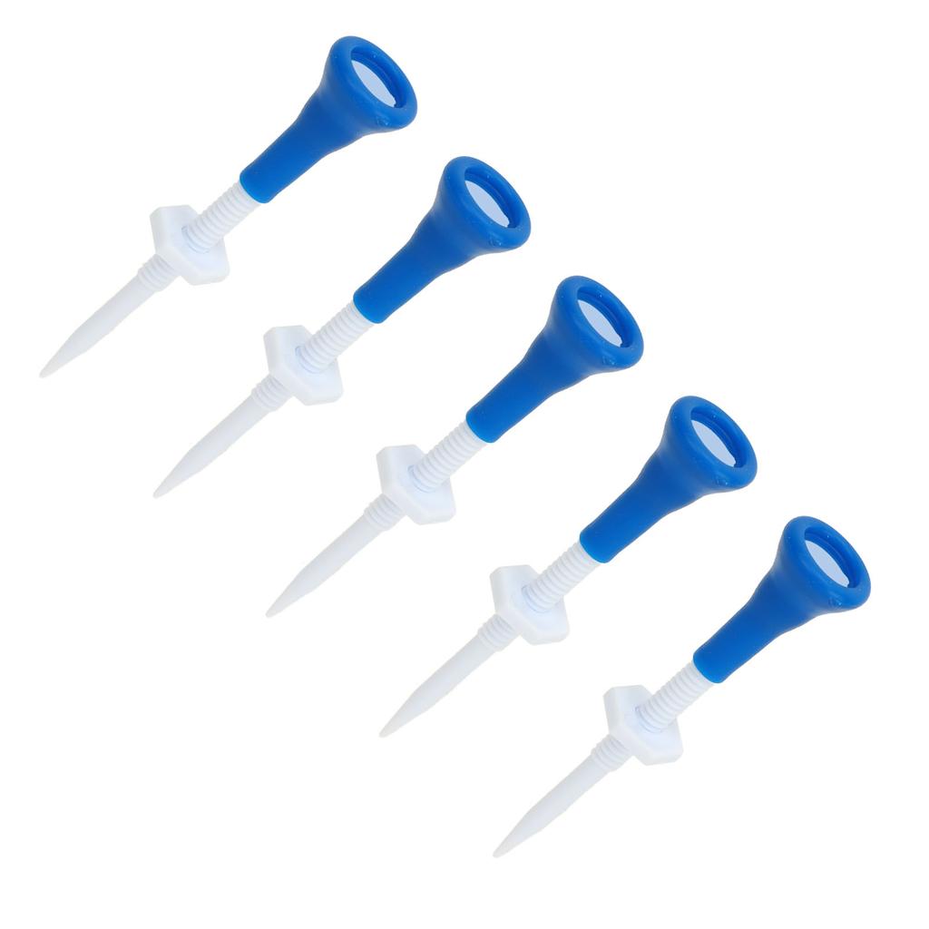 5pcs Golfing Tees Height Adjustable Stable Blue Golfing Plastic Tees for Golfing Practices