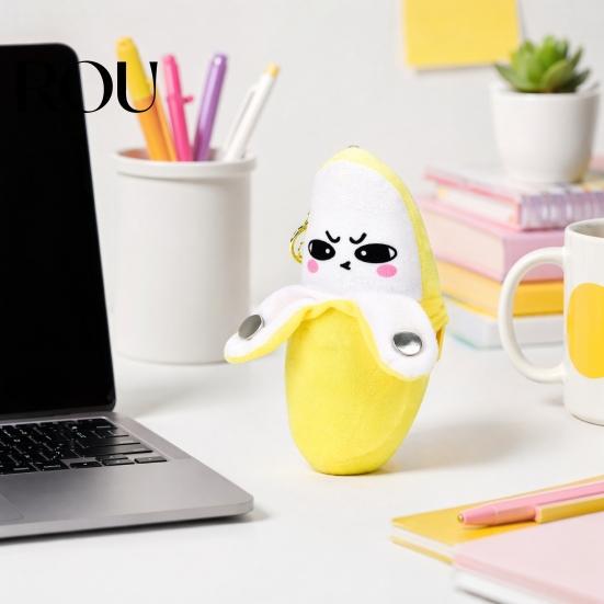 Interactive Banana Keychain Musical Plush Toy, Fruit Sensing Metronome with Sounds, Cute Accessory Sound Toy for Kids, Motion Sensor Keyring Gift Soft