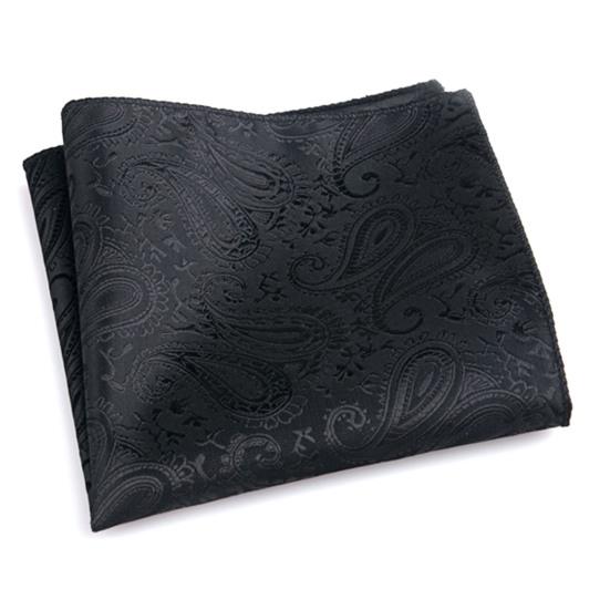 Pocket Square Vintage Pattern Breathable Men Striped Paisley Handkerchief for Wedding чёрный