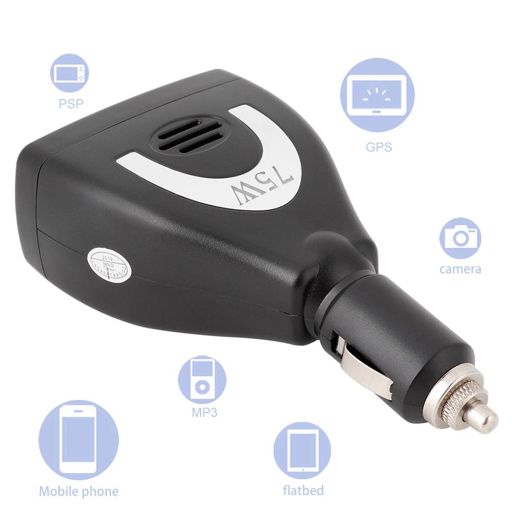75W DC12V to AC 220V Car Power Inverter Converter USB Charger Adapter