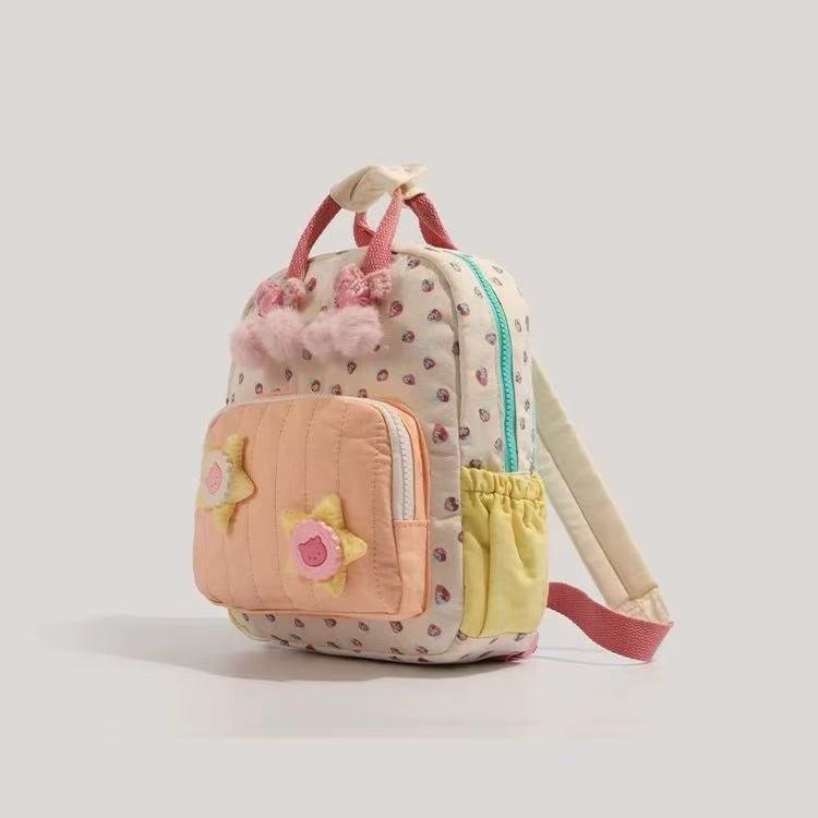 Fashion Stylish Canvas Strawberry Print Shoulder Bag Mini Backpack