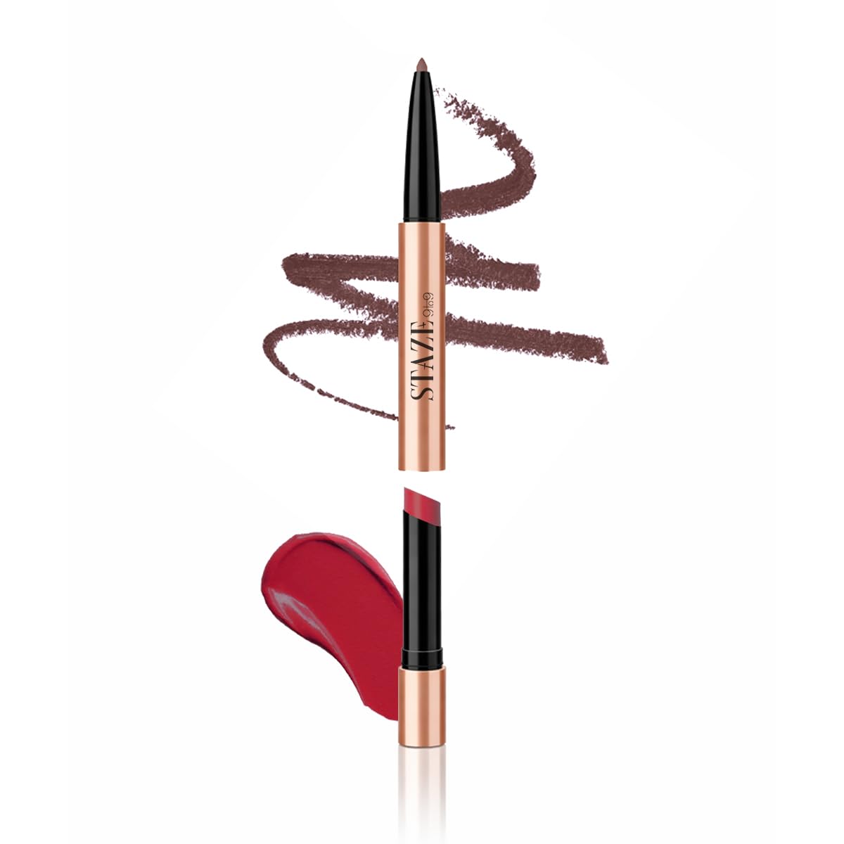 

Staze 9to9 Twin Flame 2in1 Lipstick + Lip Liner | High-shine Lipstick | Transfer-proof Lip Liner | 06 Love Language | 2g