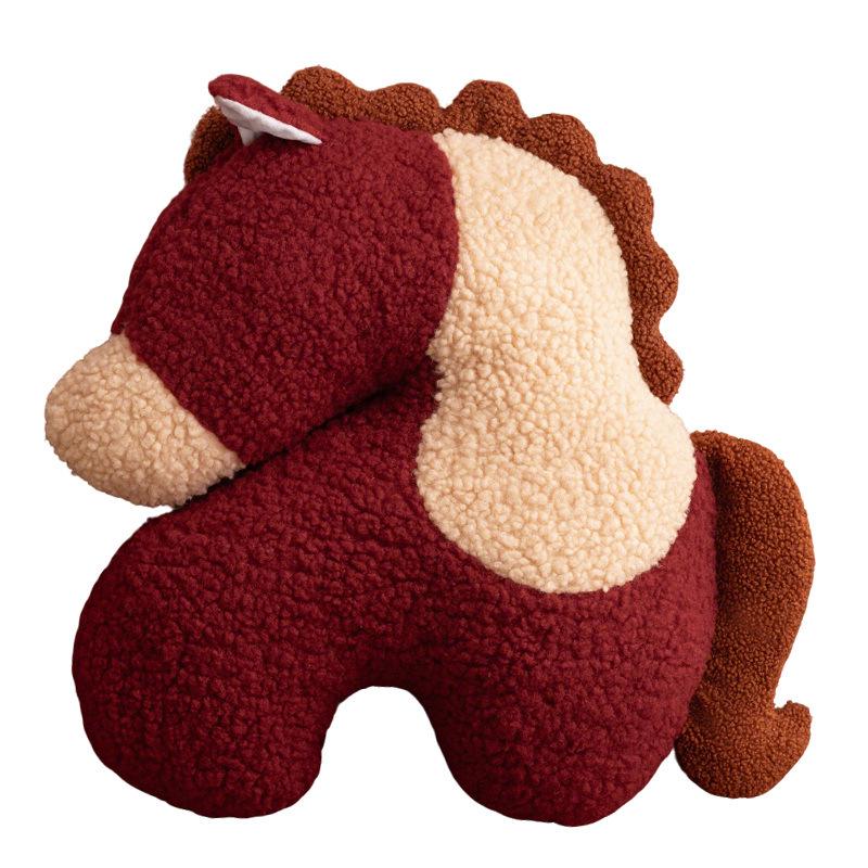 Irregular Shape Plush Horse Pillow - New Year Sofa and Car Decoration Gift