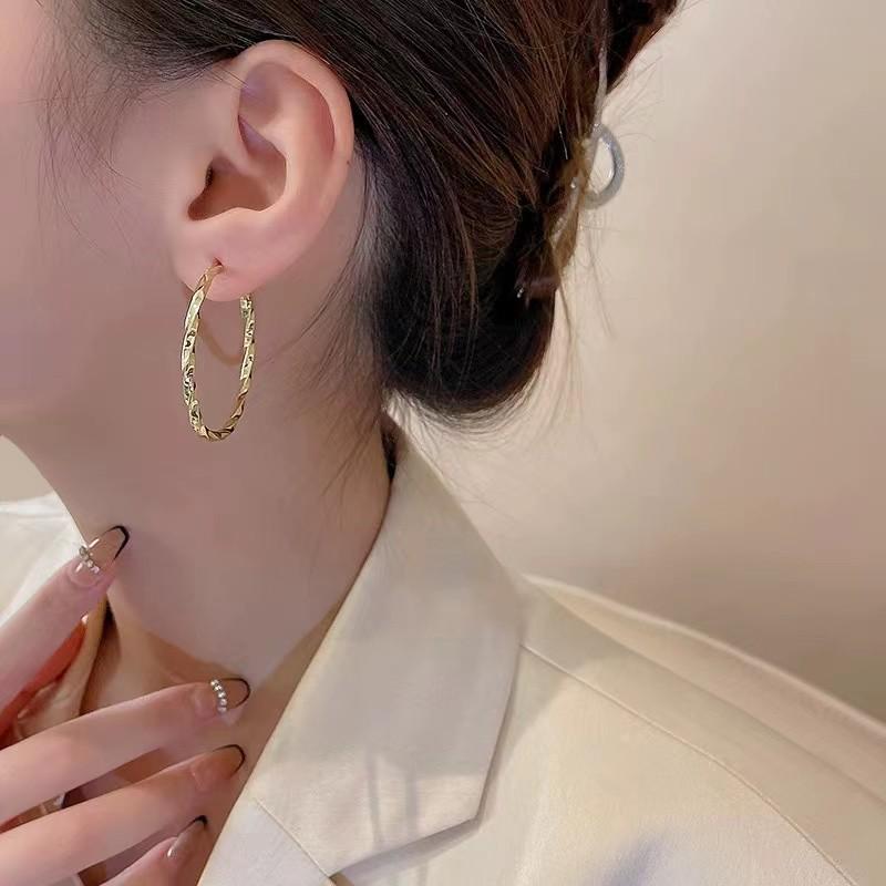 Summer Colorful Textured Hoop Earrings: Korean Fashion S925 Sterling Silver Luxury