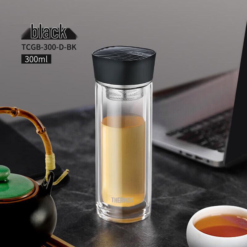 THERMOS TCGB-300 Double-Wall Glass Tea Infuser Bottle