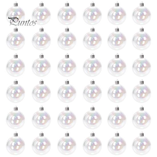 12/24/36Pcs 4CM Christmas Iridescent Ball Clear Shatterproof Reusable DIY Holiday Decoration Xmas Tree Hanging Ball Ornament Pendant Party Festival