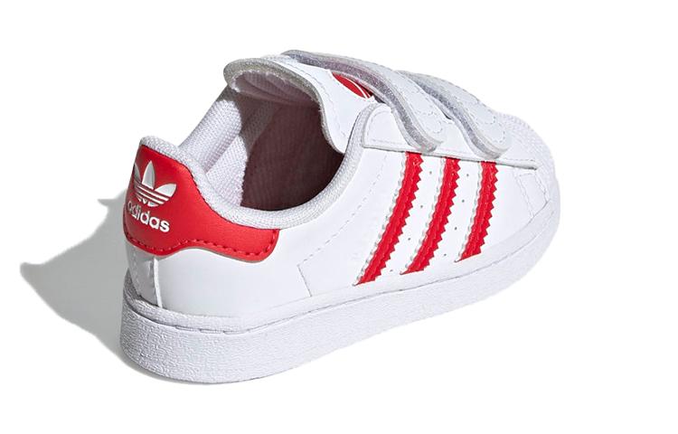 Adidas Originals SUPERSTAR Comfortable Breathable Low top Skateboard Shoes White Red Infant And Toddler FZ0644