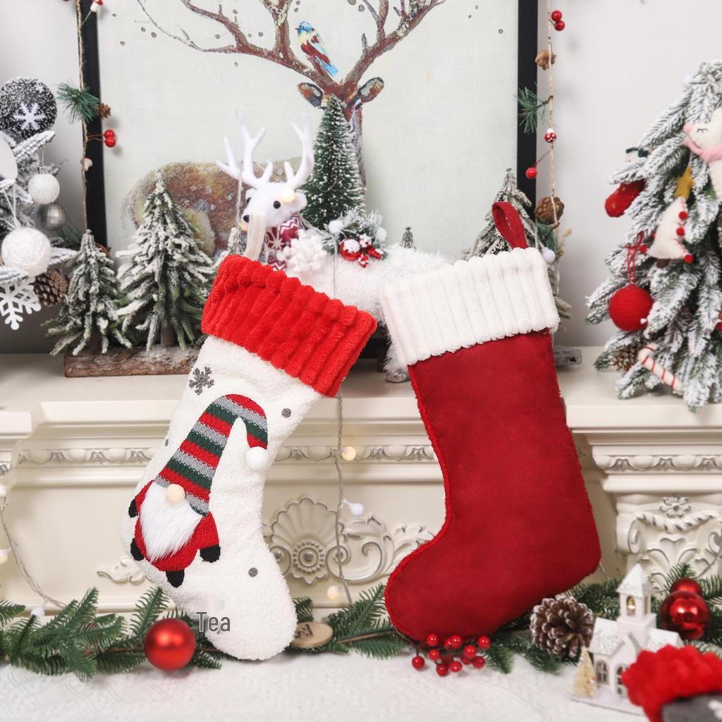 Faceless Forest Man Doll Christmas Stocking Teddy Applique Gift Bag