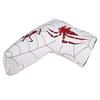 Putter cover head cover magnetic closure pin type spider embroidery black red white (white)