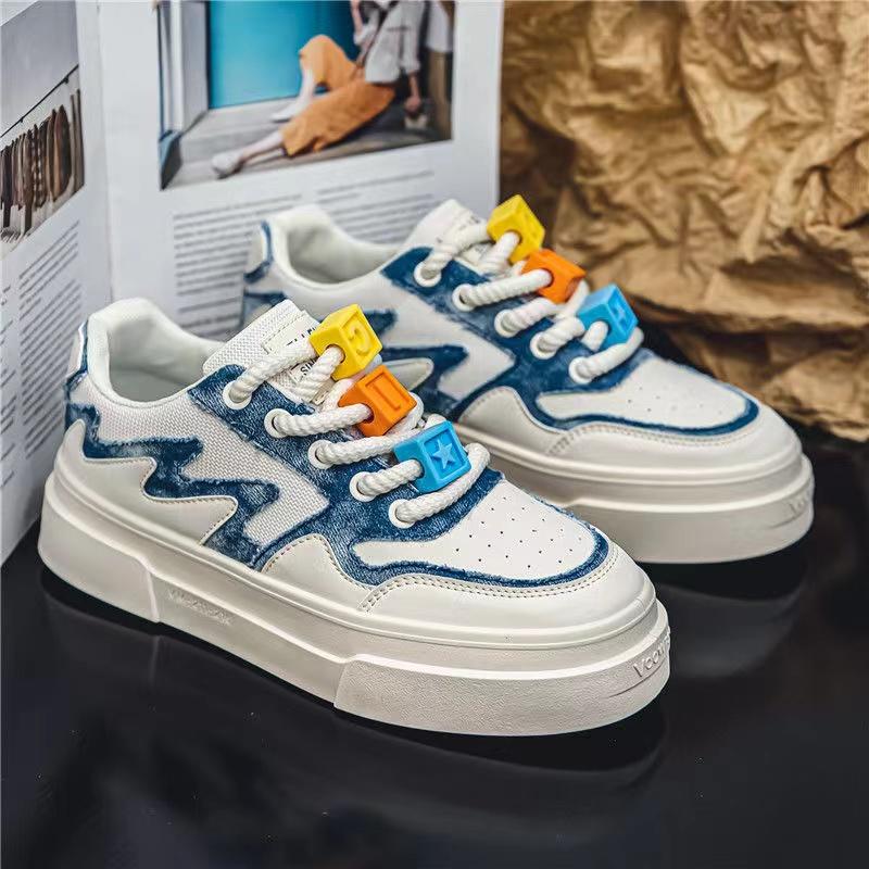 Fashion New Men‘s Sneakers Fashion Color Block Casual Shoes Light Breathable Running Shoes Lace Up Platform Shoes Zapatillas De Hombre