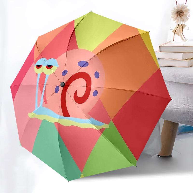 1pc Snail with Big Eyes On Colorful Background Umbrella with Plastic Handle,Suitable for All Seasons Home Travel Outdoor UmbrellaM1345
