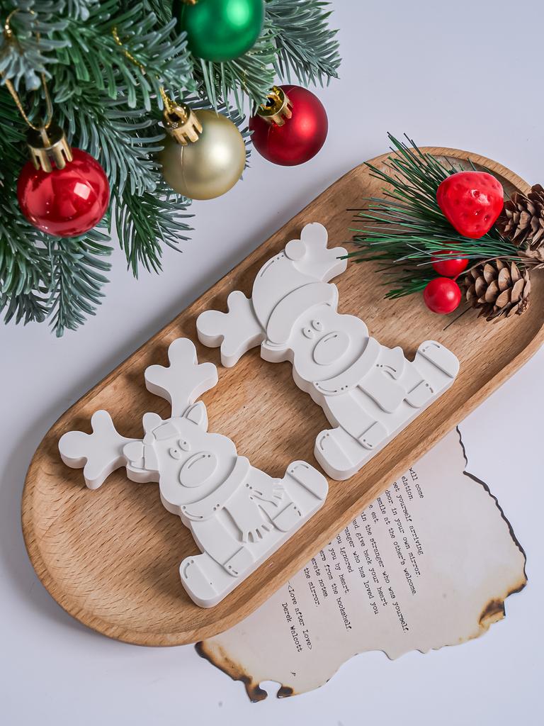 Christmas Reindeer Ornament Silicone Molds DIY Handmade Soap Scented Candle Elk Mold Gypsum Resin Craft Mould Home Decor Gifts