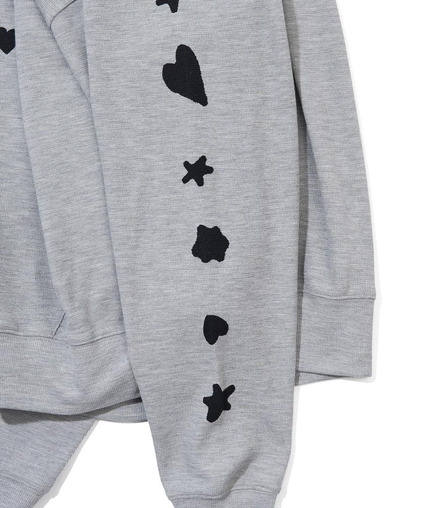 Youhee [3Colors] Graphic Waffle Hood Zip-Up