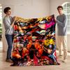 The Pattern Features Dynamic Anime Characters In Orange Attire with Flames. for All Seasons Blanket Lunch Break Throw Gift