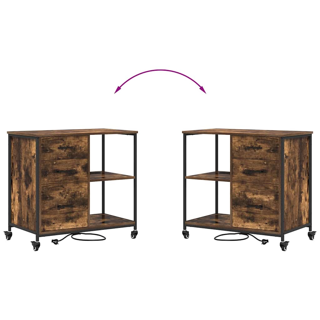 Cabinet with Charging Station Smoked Oak 76 x 41 x 72 cm