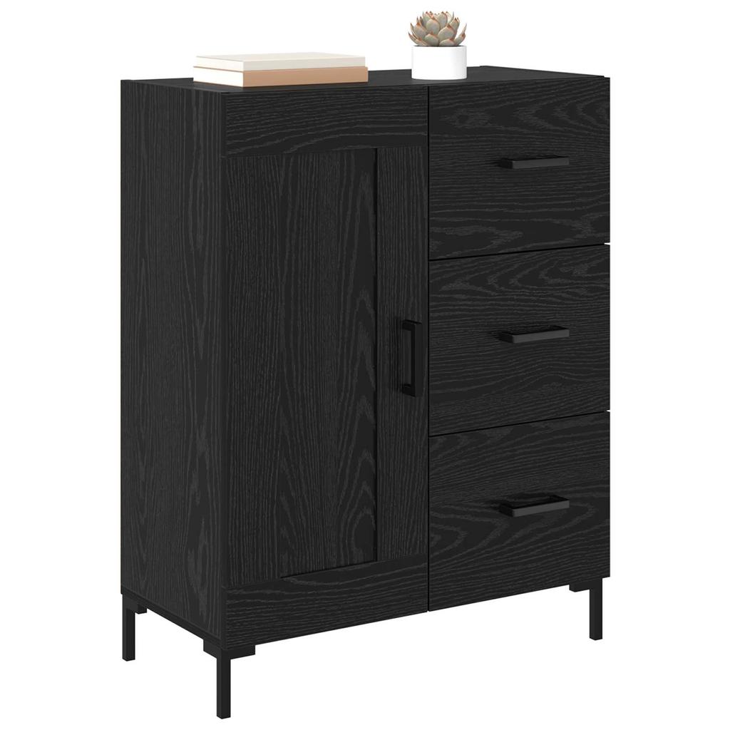 Sideboard in Black Oak Look 69.5 x 34 x 90 cm Engineered Wood