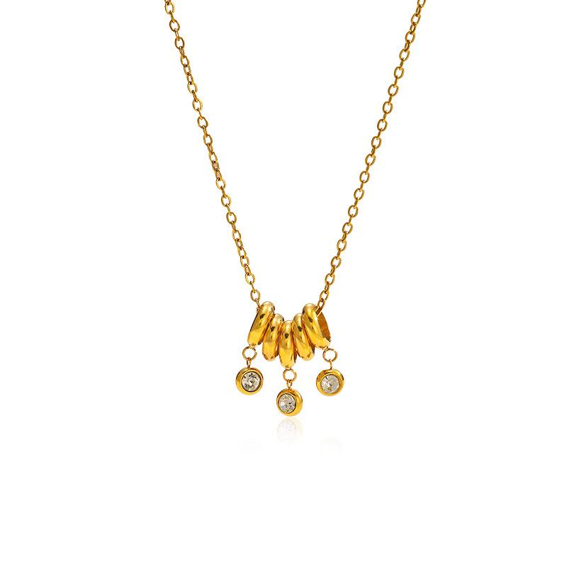 Titanium Steel Gold Plated Crystal Necklace For Women Luxury Elegant Jewelry Fade Resistant Accessory