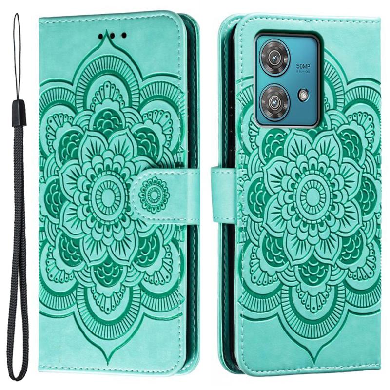 For Motorola Edge 40 Neo 5G Case PU Leather Mandala Imprinted Design Wallet Phone Cover
